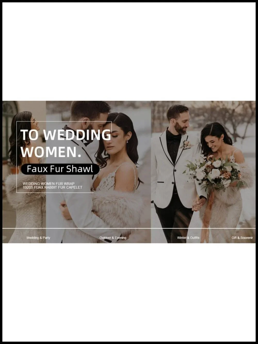 Faux Fur Stole Wedding Cape Bridal Shawl Winter Wrap